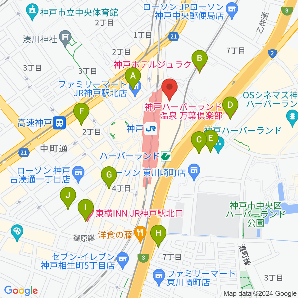 NHK文化センター神戸教室周辺のホテル一覧地図