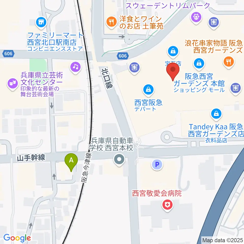 NHK文化センター西宮ガーデンズ教室周辺のホテル一覧地図