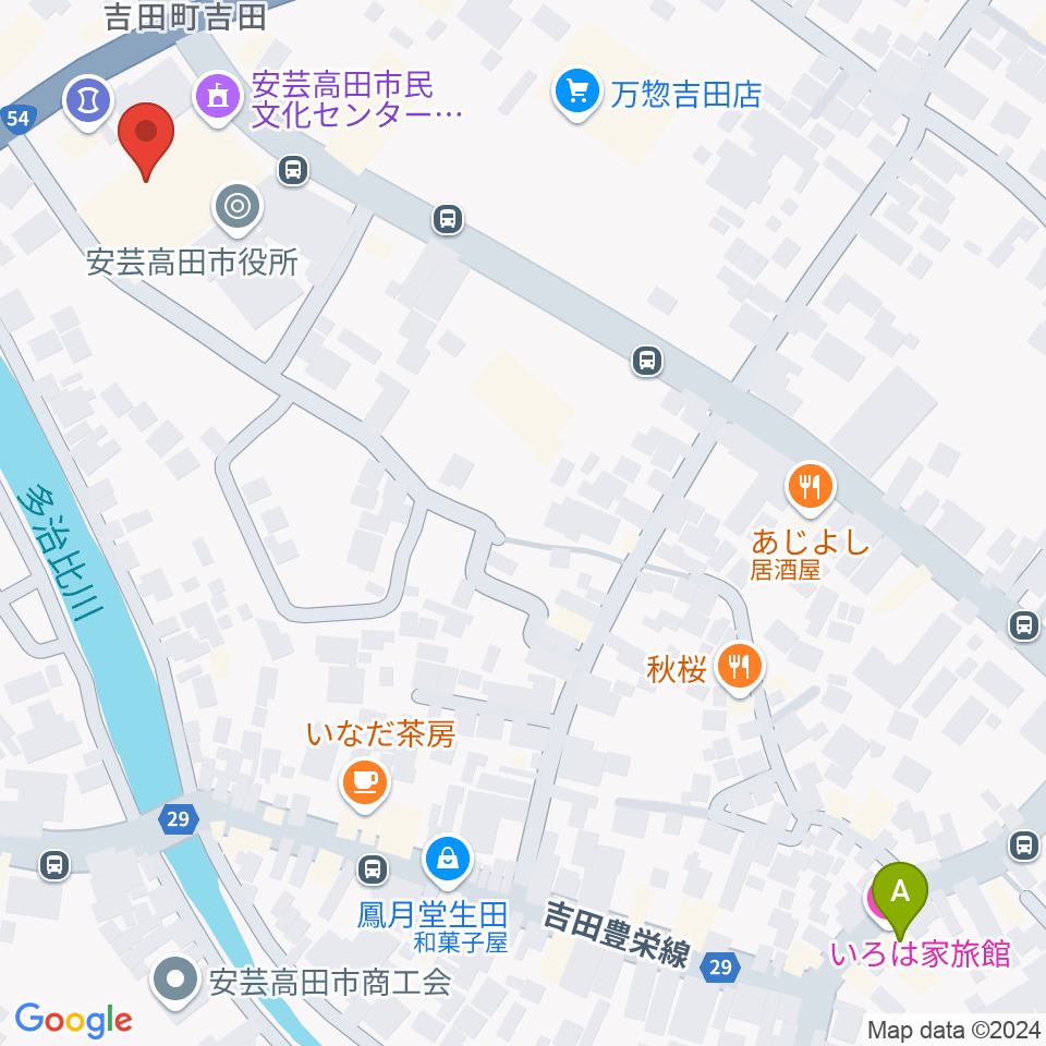 安芸高田市民文化センター クリスタルアージョ周辺のホテル一覧地図