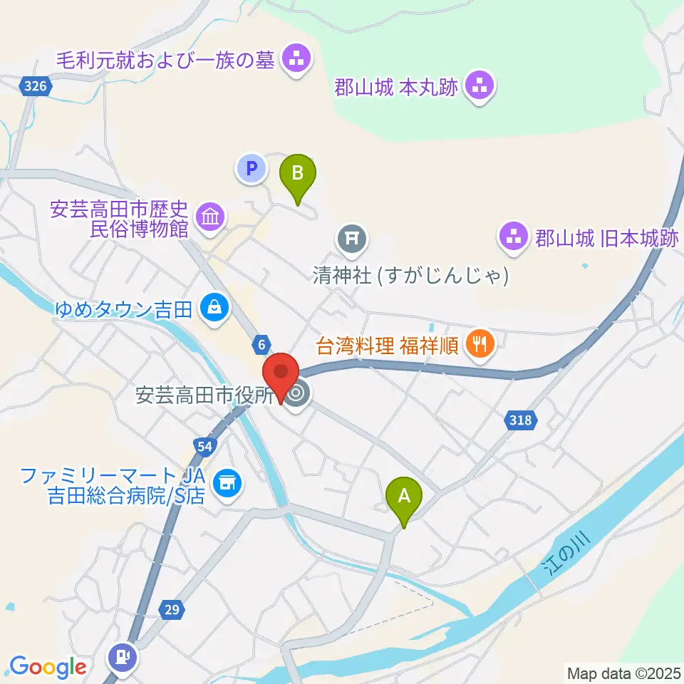 安芸高田市民文化センター クリスタルアージョ周辺のホテル一覧地図