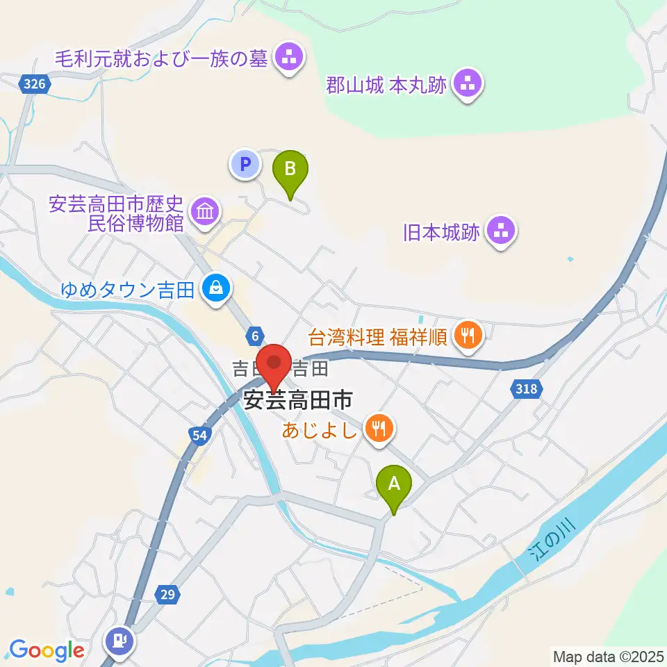 安芸高田市民文化センター クリスタルアージョ周辺のホテル一覧地図