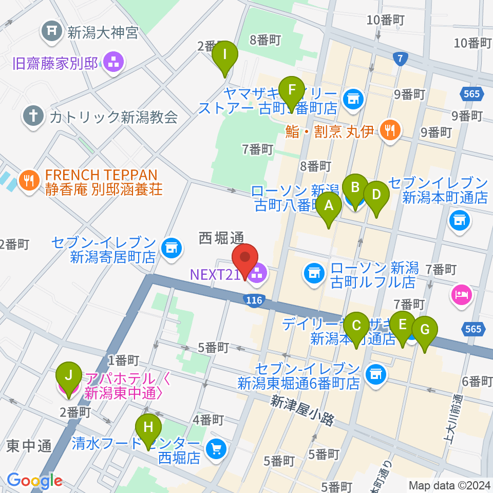 新潟市民プラザ周辺のホテル一覧地図