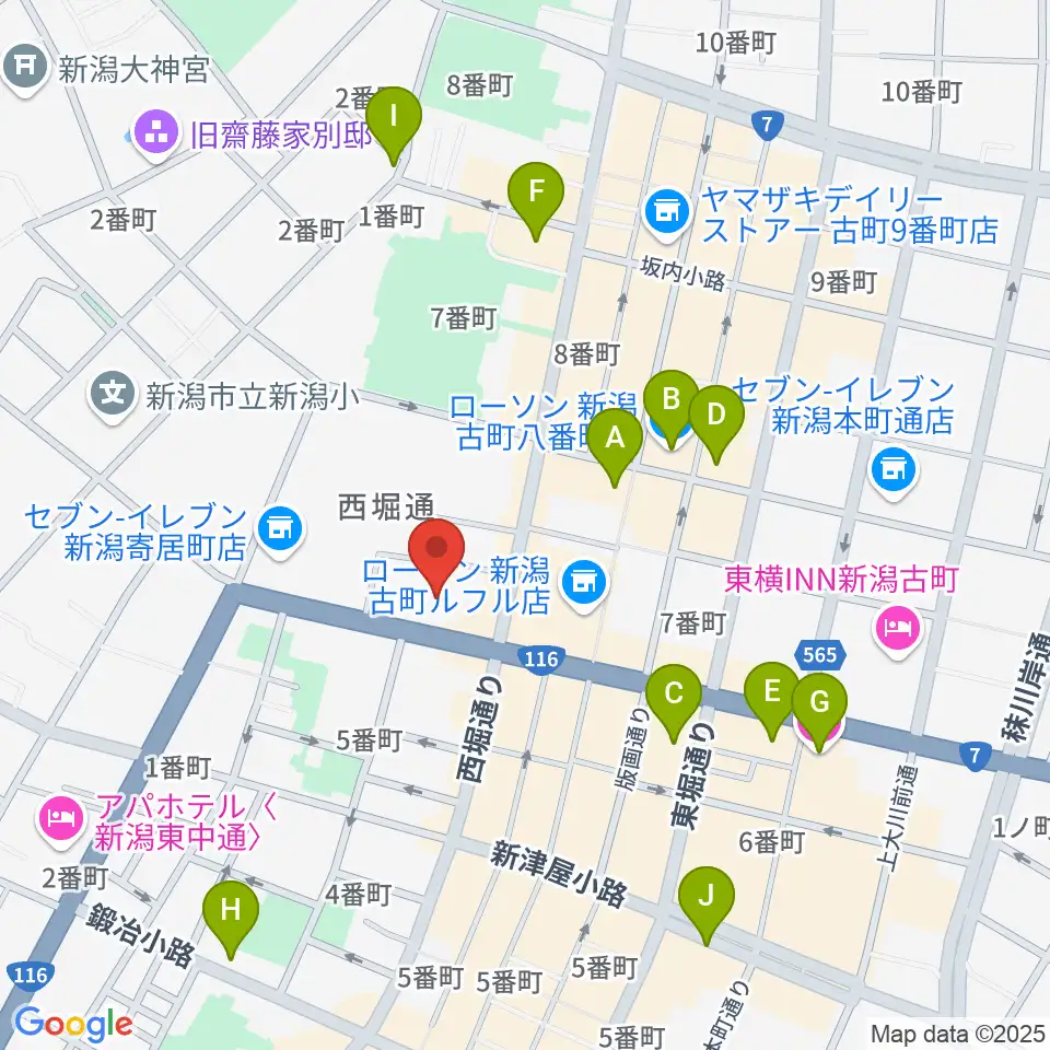 新潟市民プラザ周辺のホテル一覧地図