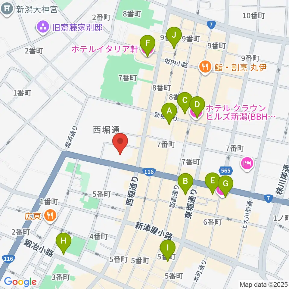新潟市民プラザ周辺のホテル一覧地図