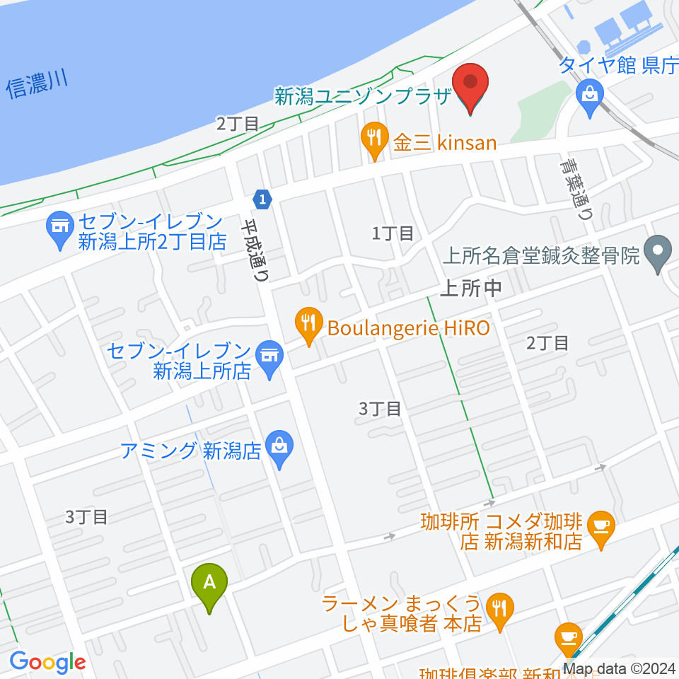 新潟ユニゾンプラザ周辺のホテル一覧地図