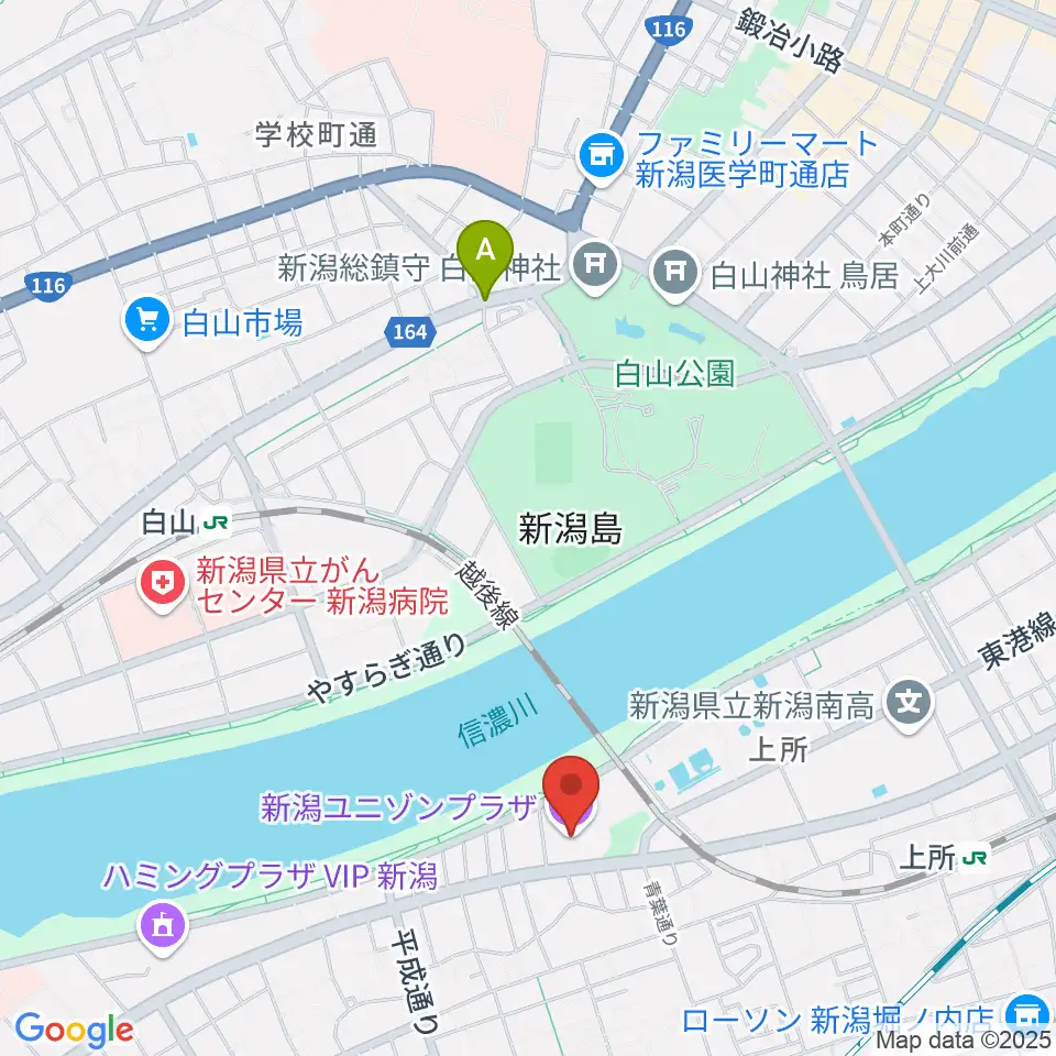 新潟ユニゾンプラザ周辺のホテル一覧地図
