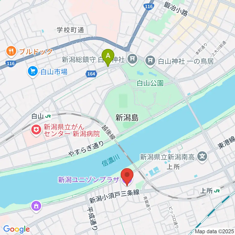 新潟ユニゾンプラザ周辺のホテル一覧地図