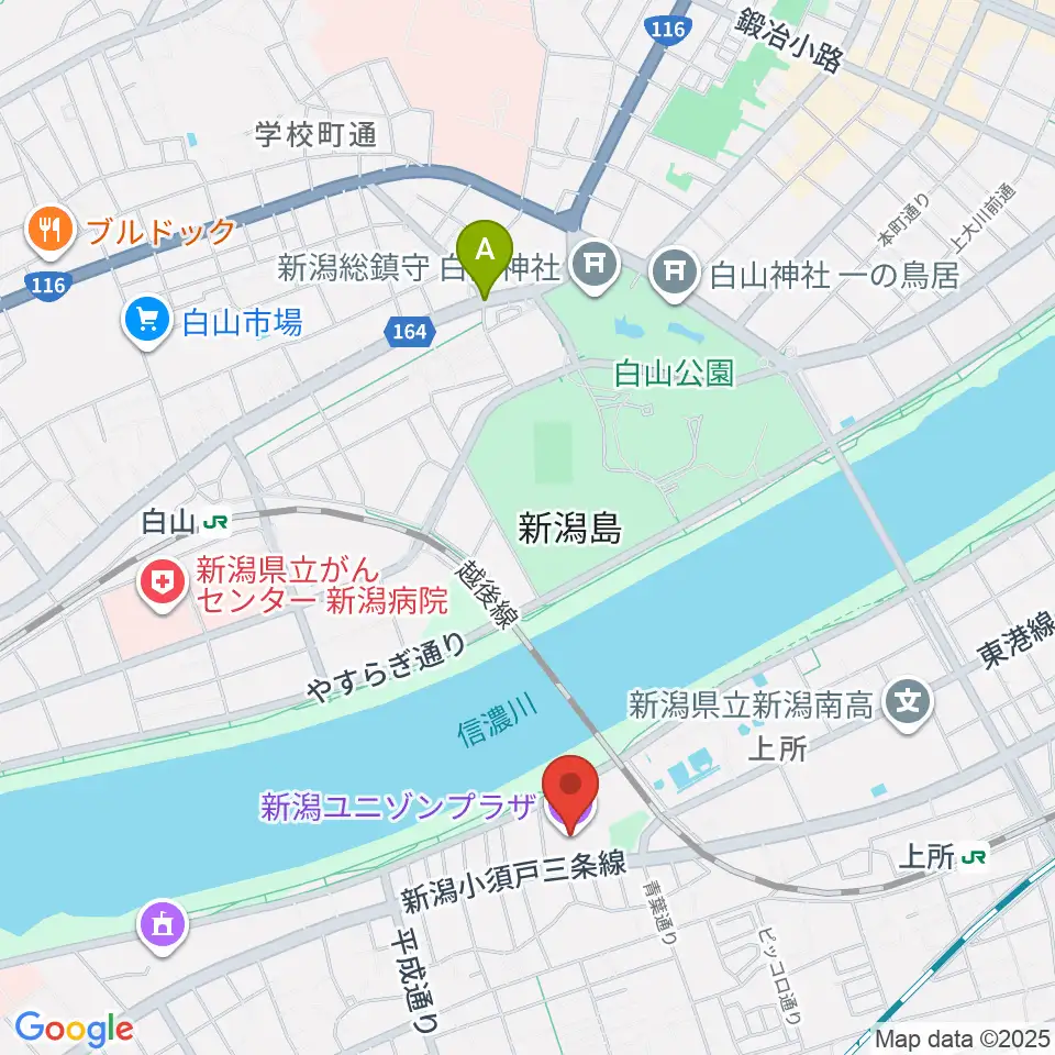 新潟ユニゾンプラザ周辺のホテル一覧地図