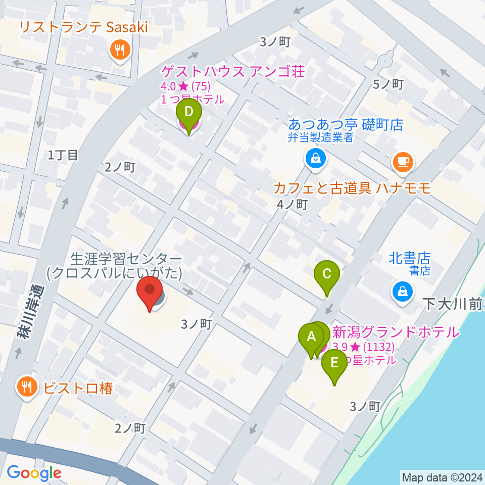 クロスパルにいがた周辺のホテル一覧地図