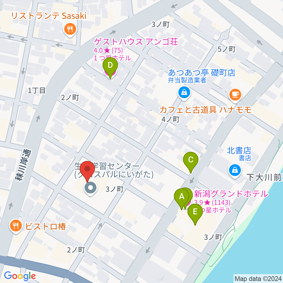 クロスパルにいがた周辺のホテル一覧地図