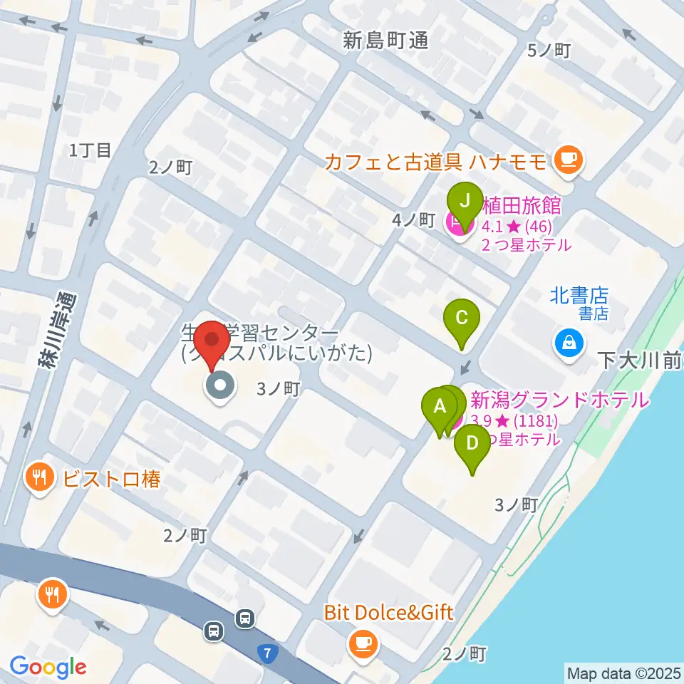 クロスパルにいがた周辺のホテル一覧地図