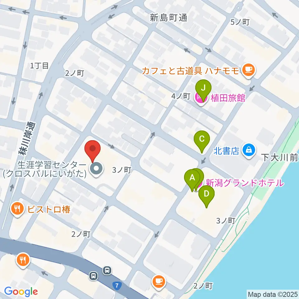 クロスパルにいがた周辺のホテル一覧地図