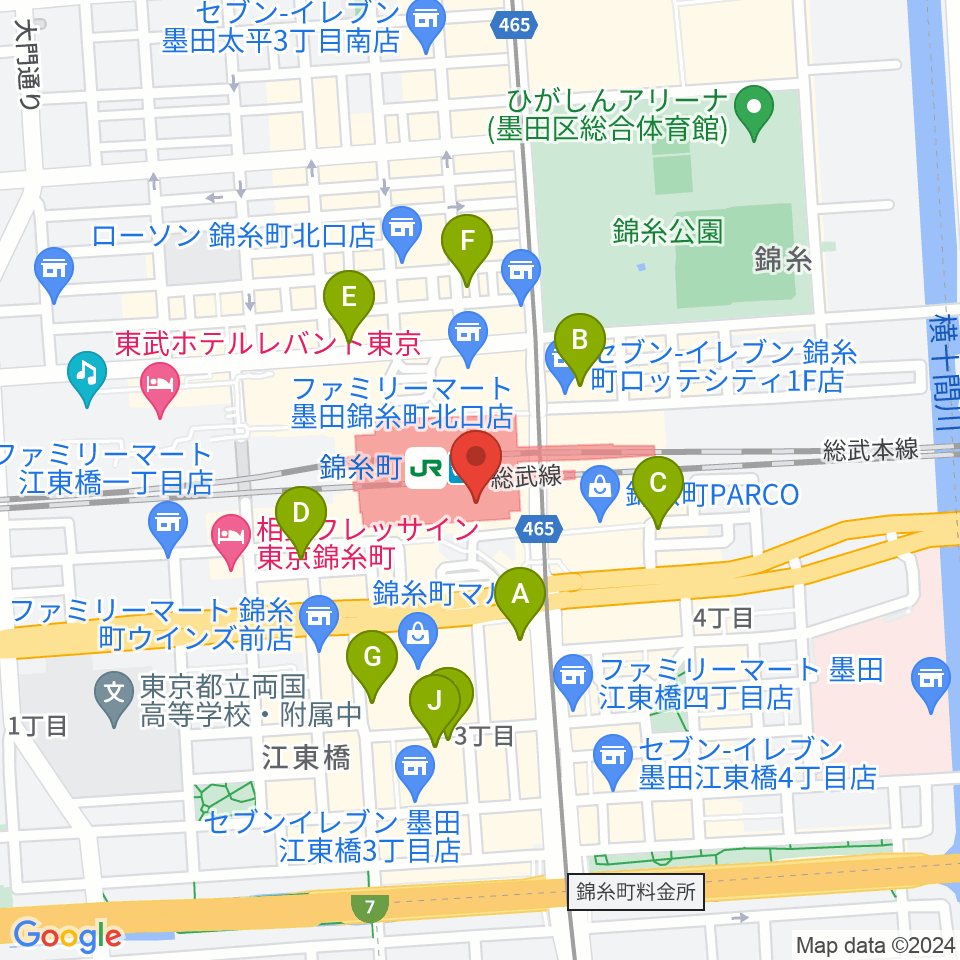 よみうりカルチャー錦糸町周辺のホテル一覧地図