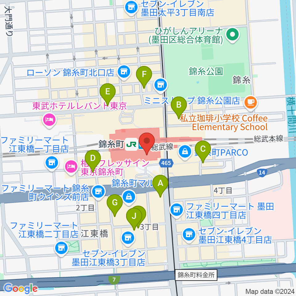 よみうりカルチャー錦糸町周辺のホテル一覧地図