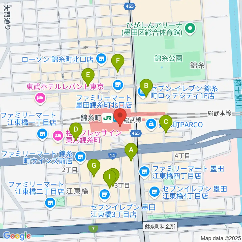 よみうりカルチャー錦糸町周辺のホテル一覧地図