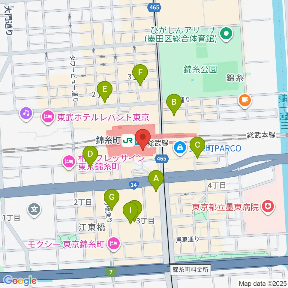 よみうりカルチャー錦糸町周辺のホテル一覧地図