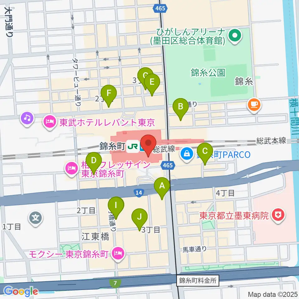 よみうりカルチャー錦糸町周辺のホテル一覧地図