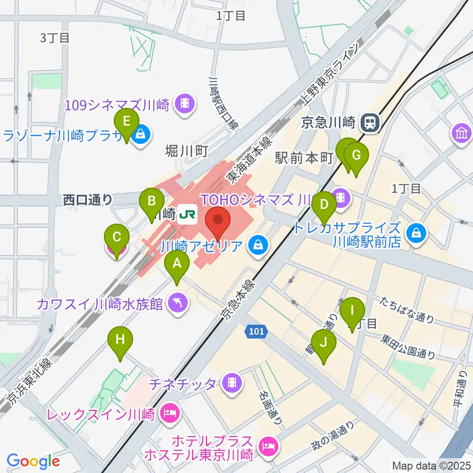 よみうりカルチャー川崎周辺のホテル一覧地図