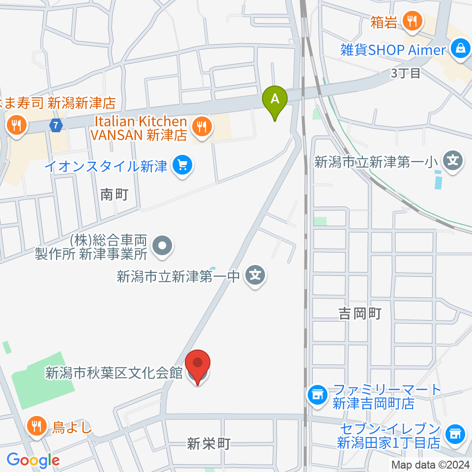 新潟市秋葉区文化会館周辺のホテル一覧地図