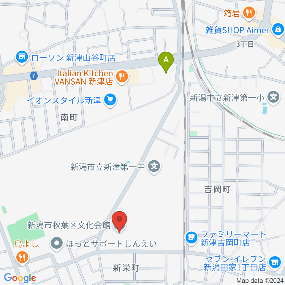 新潟市秋葉区文化会館周辺のホテル一覧地図