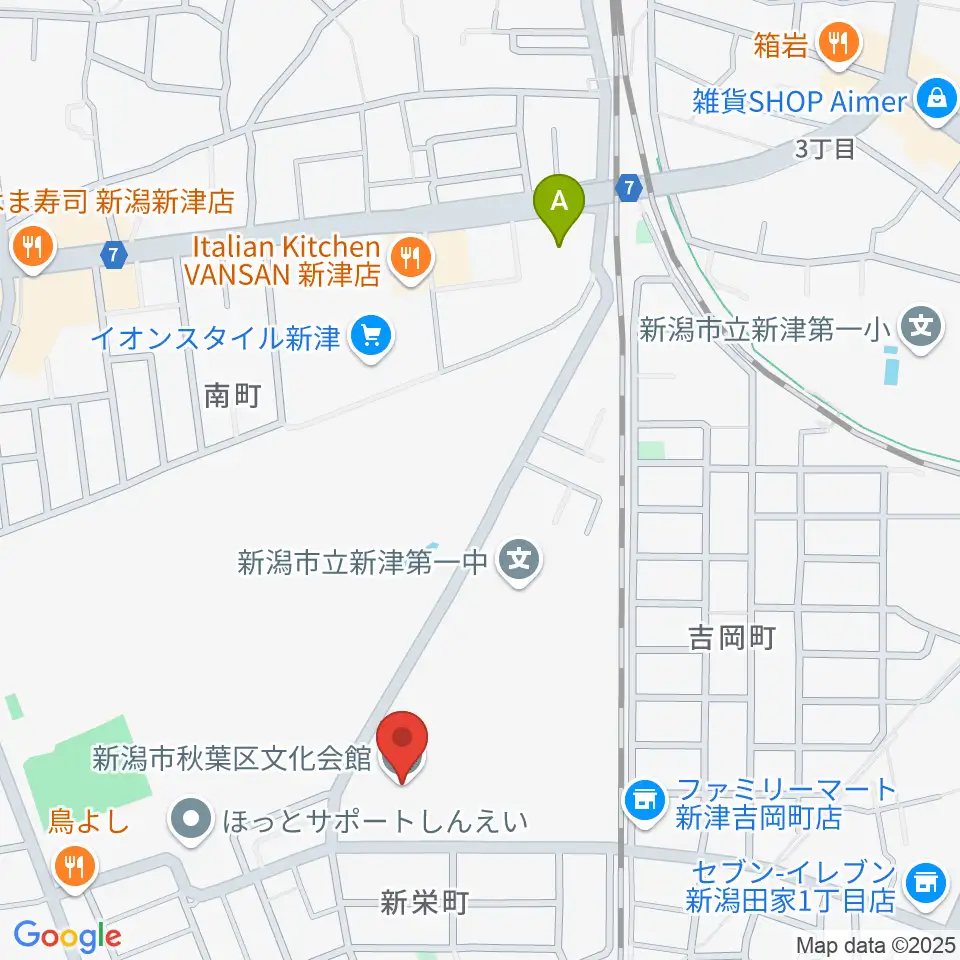 新潟市秋葉区文化会館周辺のホテル一覧地図