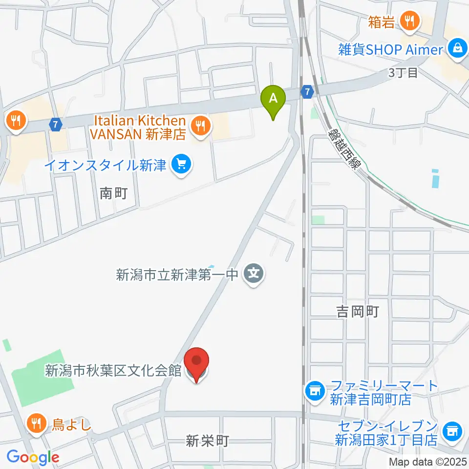 新潟市秋葉区文化会館周辺のホテル一覧地図