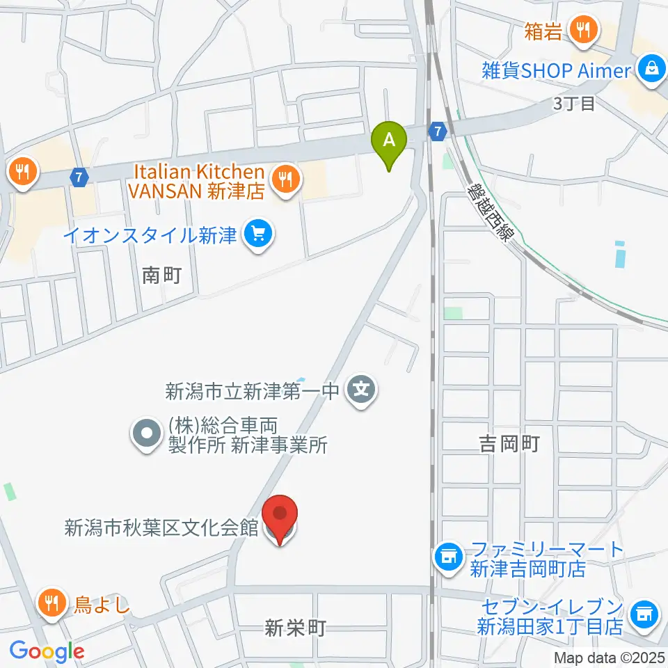 新潟市秋葉区文化会館周辺のホテル一覧地図
