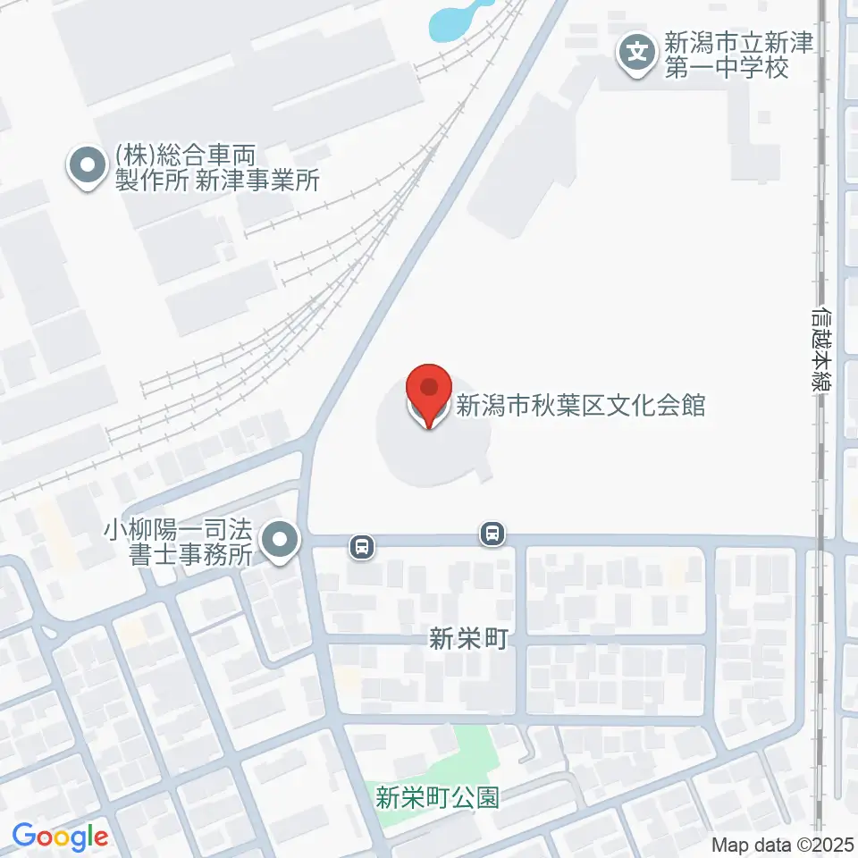 新潟市秋葉区文化会館周辺のホテル一覧地図