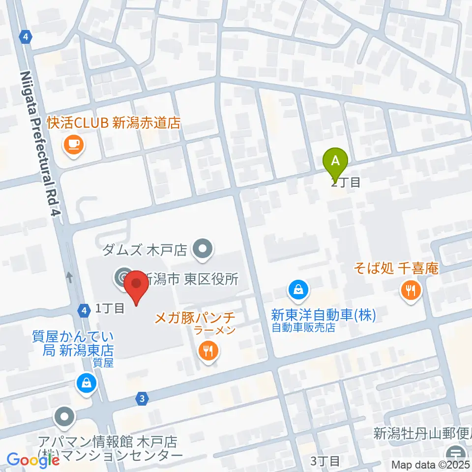 新潟市東区プラザ周辺のホテル一覧地図