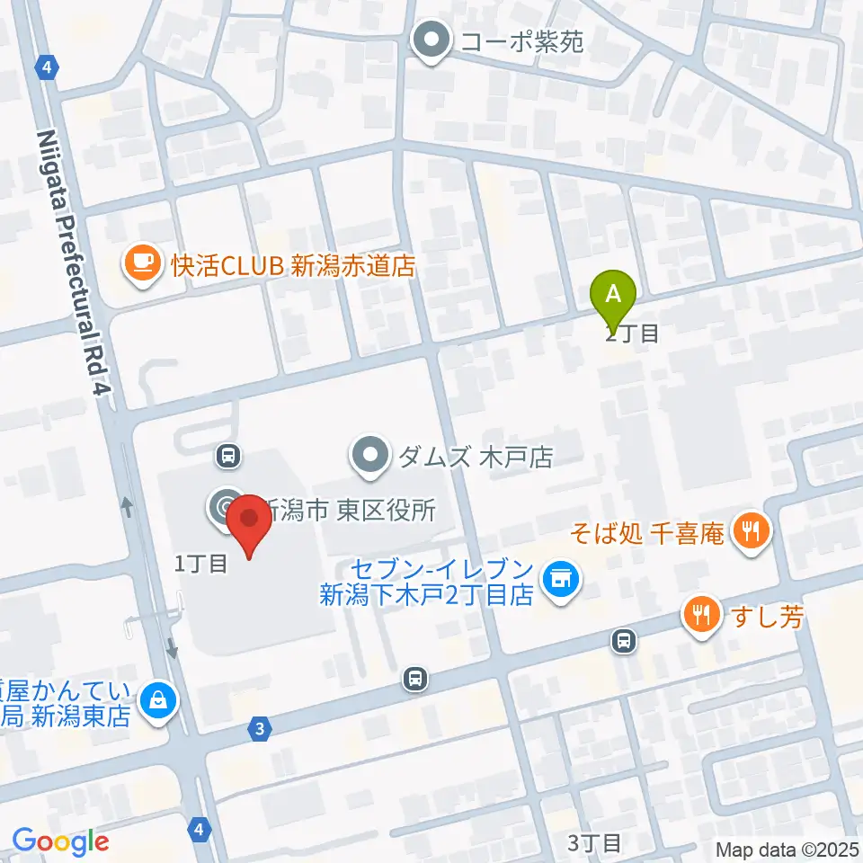 新潟市東区プラザ周辺のホテル一覧地図