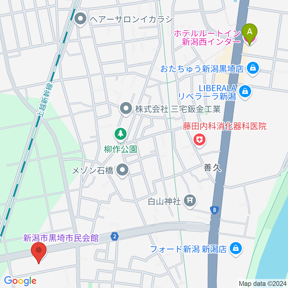 黒埼市民会館周辺のホテル一覧地図