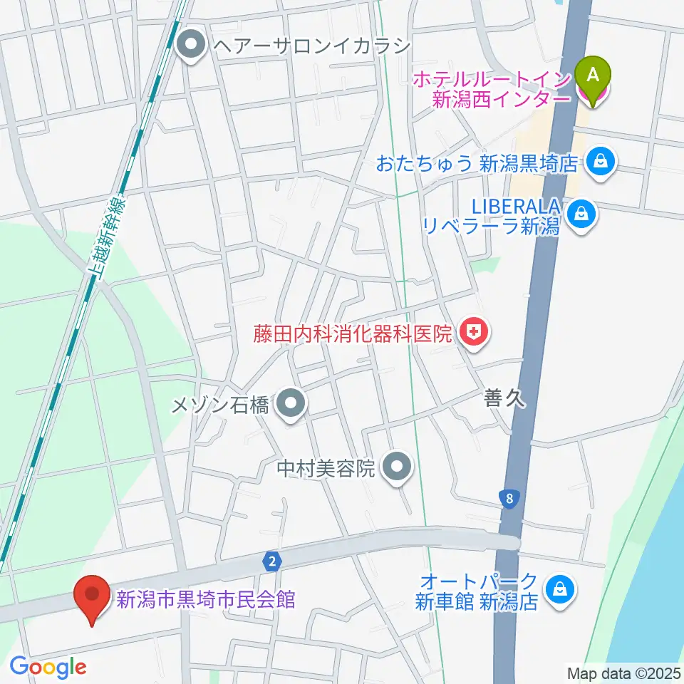 黒埼市民会館周辺のホテル一覧地図