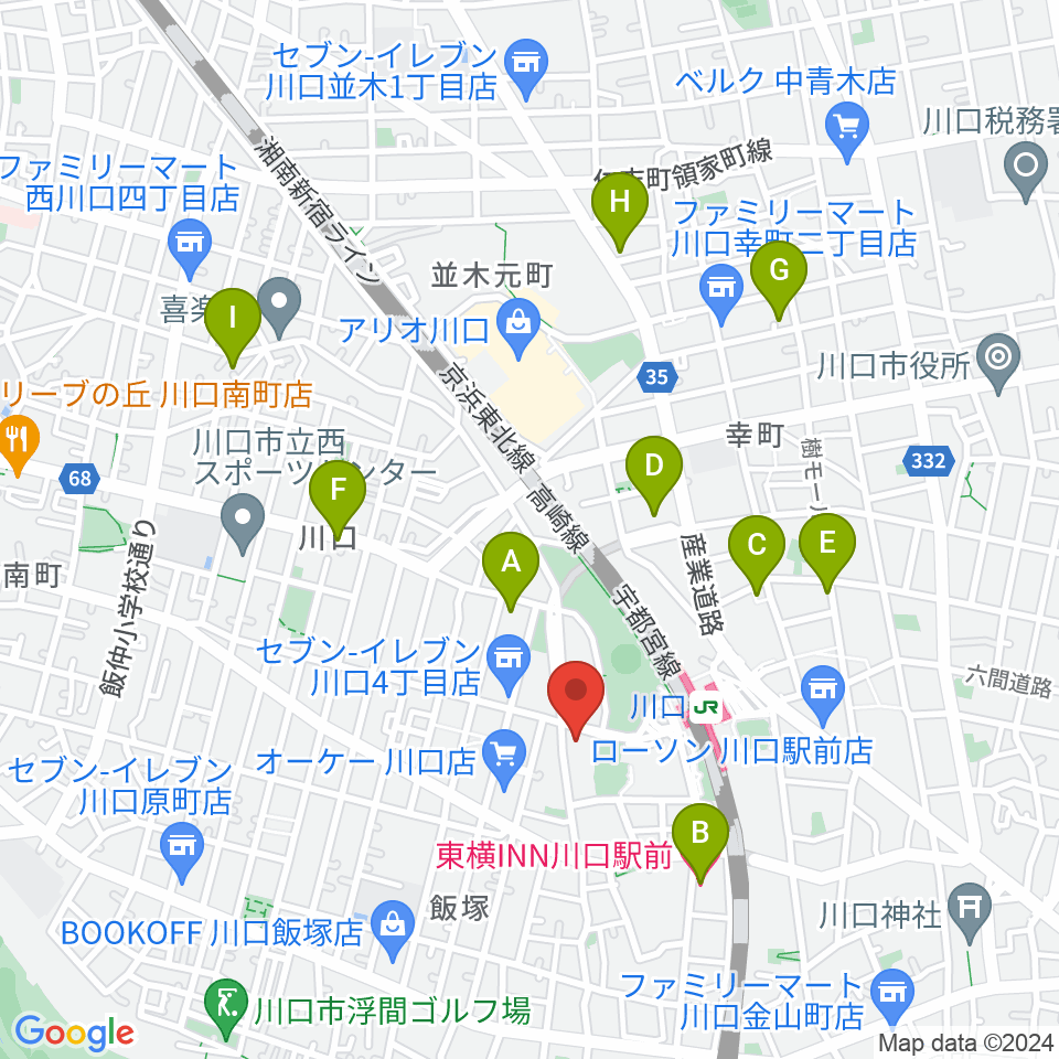 よみうりカルチャー川口周辺のホテル一覧地図