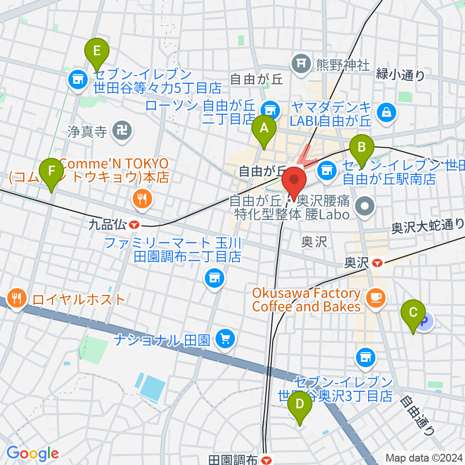 よみうりカルチャー自由が丘周辺のホテル一覧地図