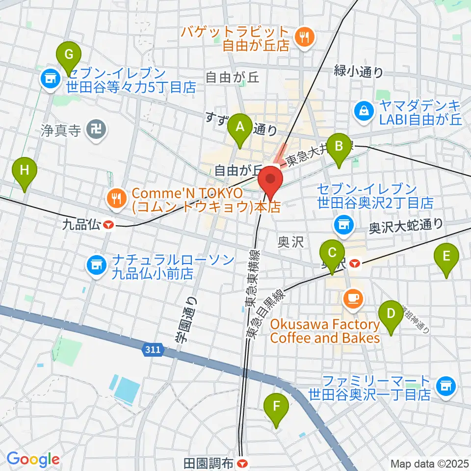 よみうりカルチャー自由が丘周辺のホテル一覧地図