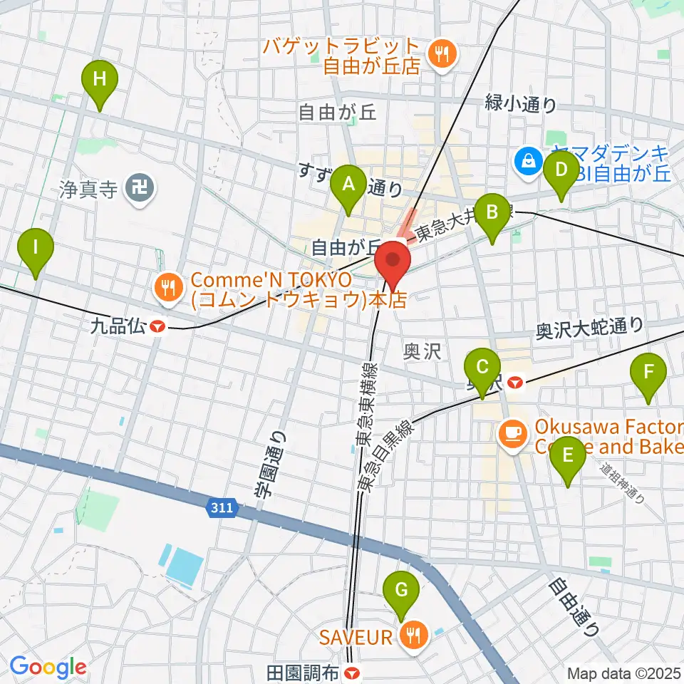 よみうりカルチャー自由が丘周辺のホテル一覧地図