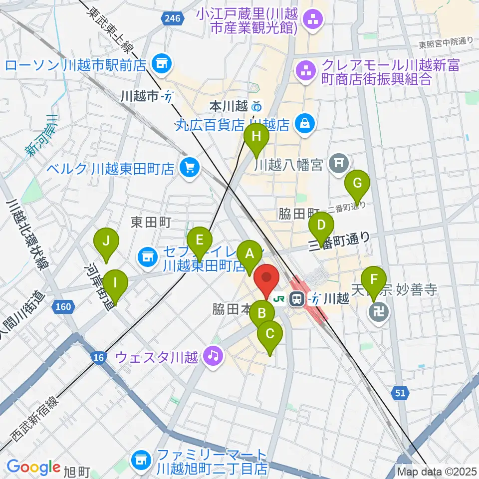 よみうりカルチャー川越周辺のホテル一覧地図