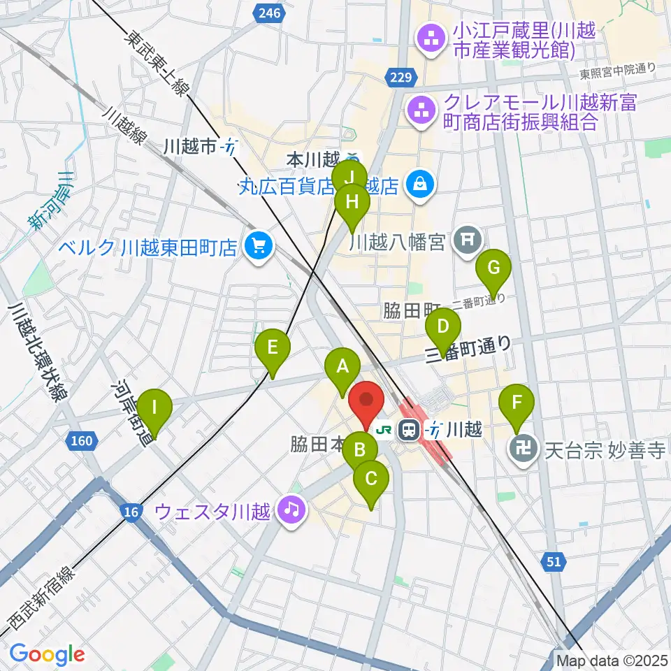 よみうりカルチャー川越周辺のホテル一覧地図