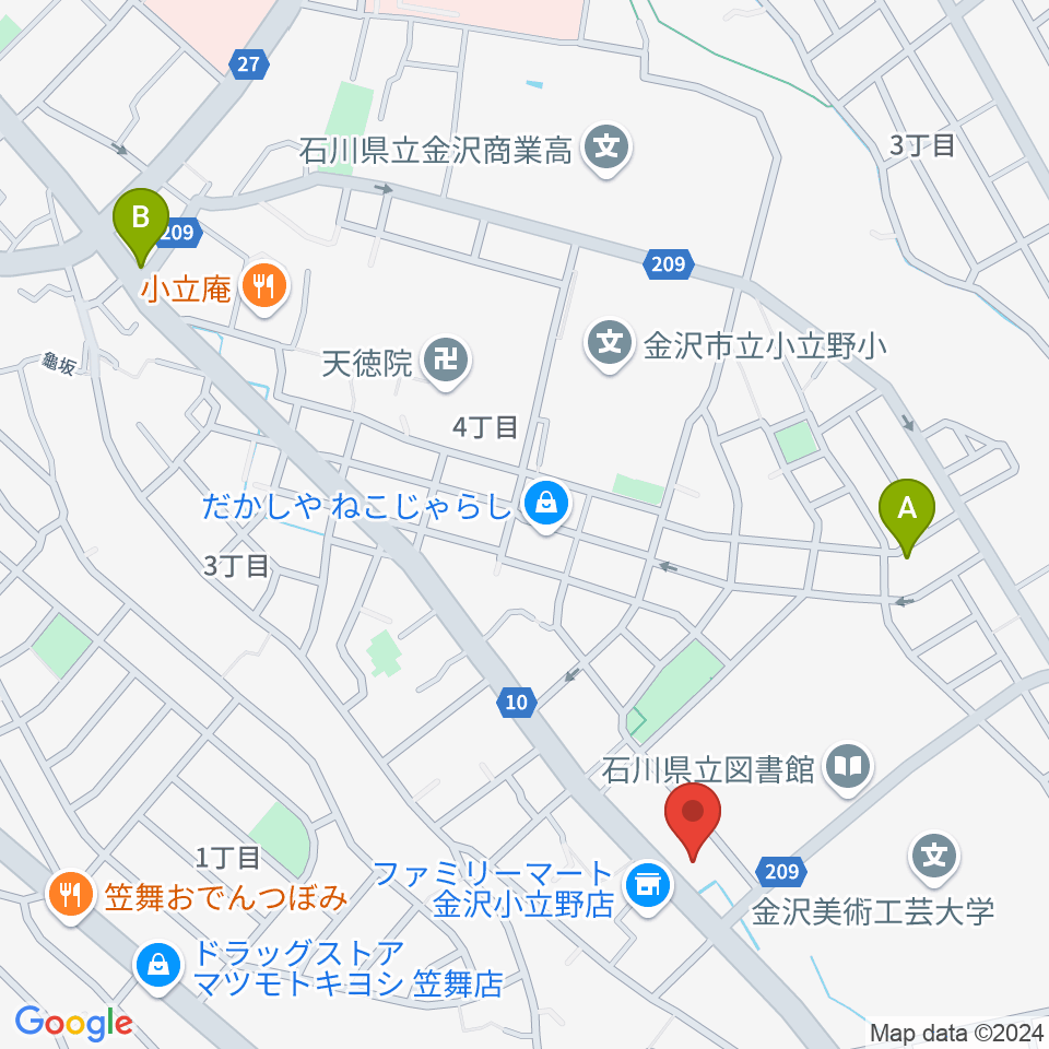 うつのみやカルチャーセンター小立野教室周辺のホテル一覧地図