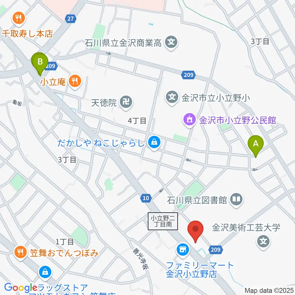 うつのみやカルチャーセンター小立野教室周辺のホテル一覧地図