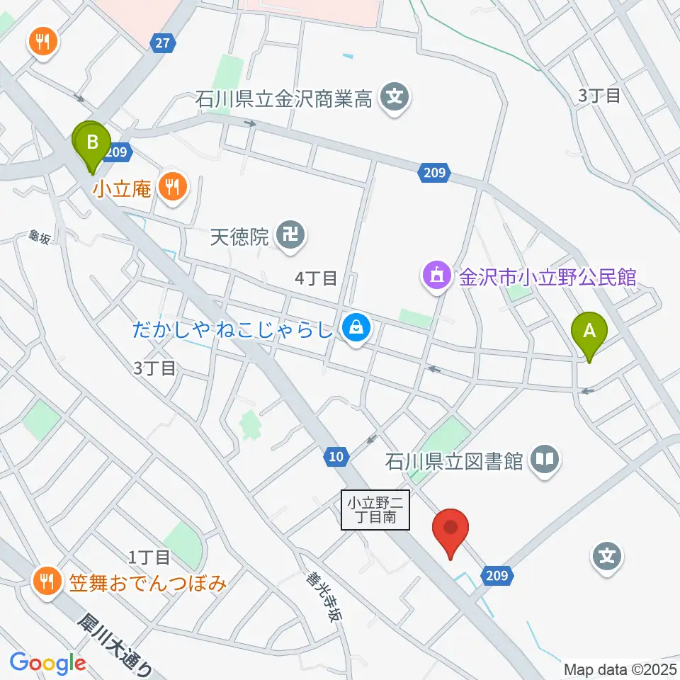 うつのみやカルチャーセンター小立野教室周辺のホテル一覧地図