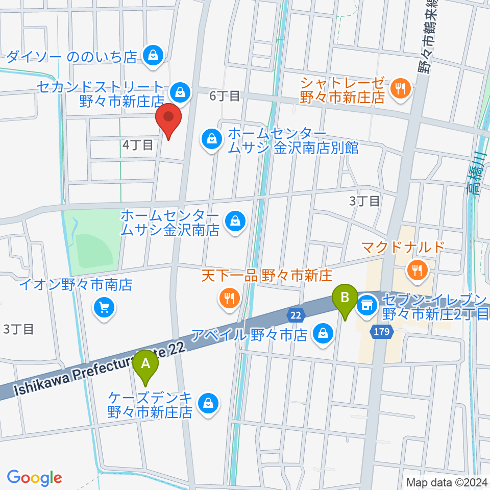 うつのみやカルチャーセンター野々市上林教室周辺のホテル一覧地図