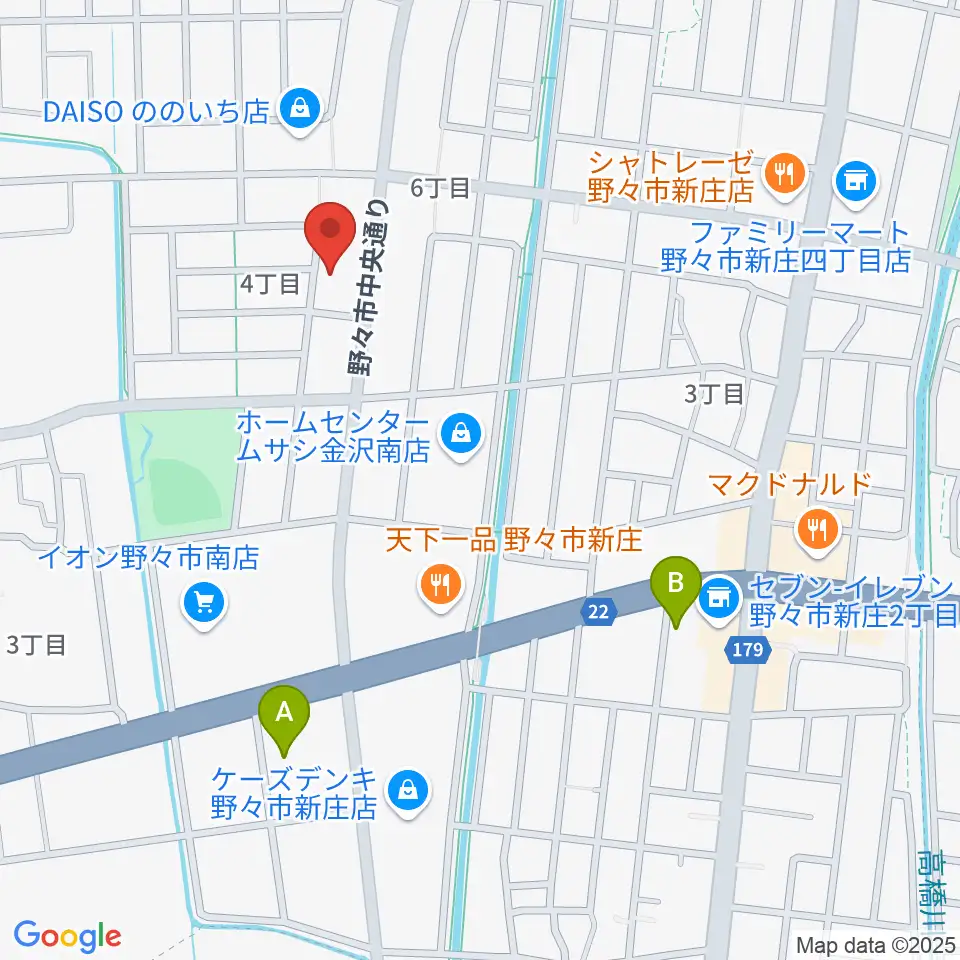 うつのみやカルチャーセンター野々市上林教室周辺のホテル一覧地図