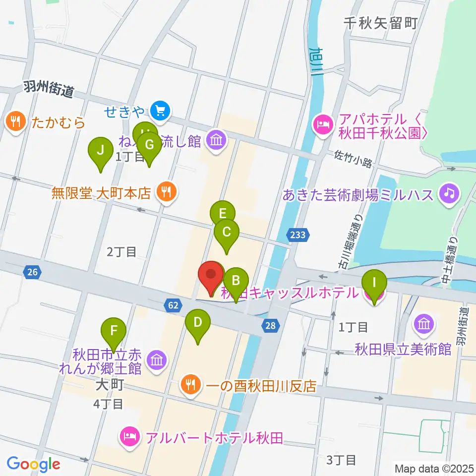 秋田クラブスウィンドル周辺のホテル一覧地図