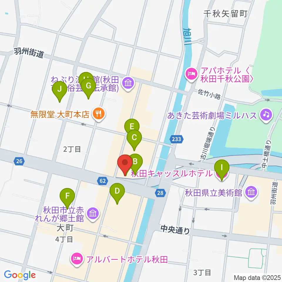 秋田クラブスウィンドル周辺のホテル一覧地図