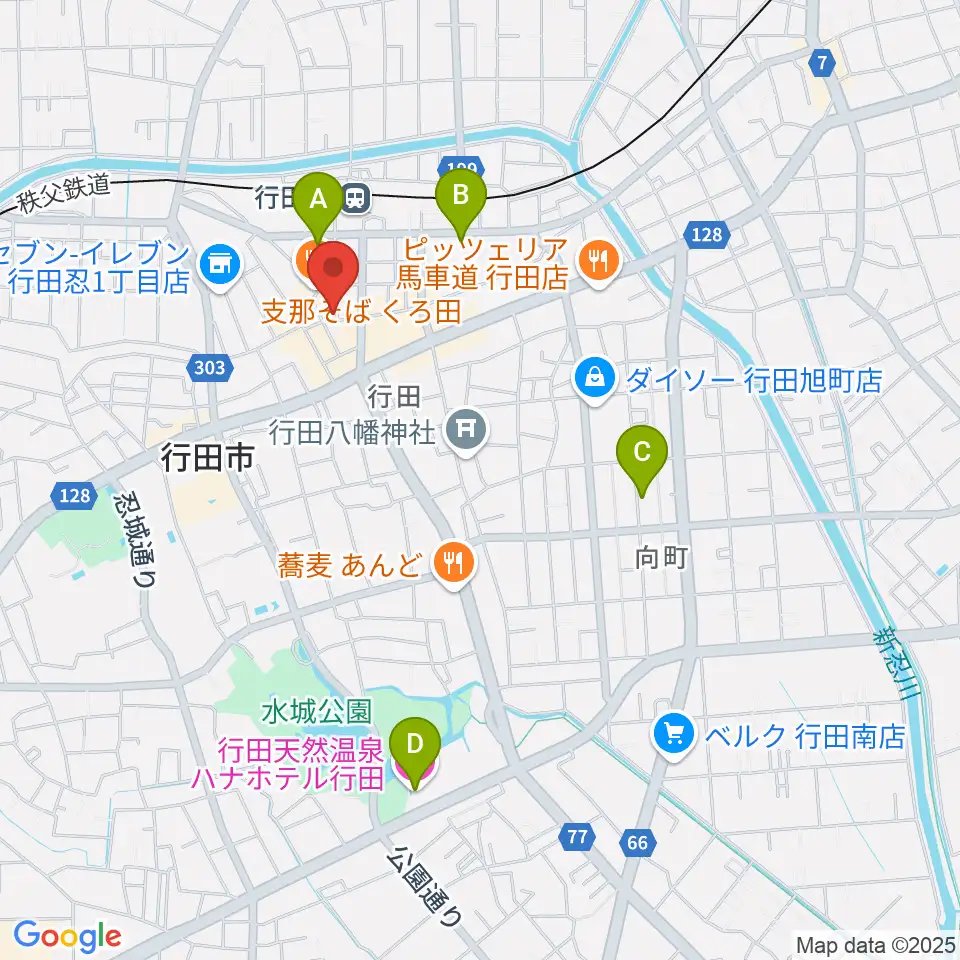 ぺぺタスギター教室 埼玉・行田教室周辺のホテル一覧地図