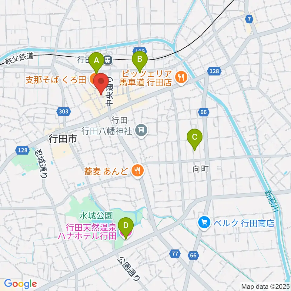 ぺぺタスギター教室 埼玉・行田教室周辺のホテル一覧地図