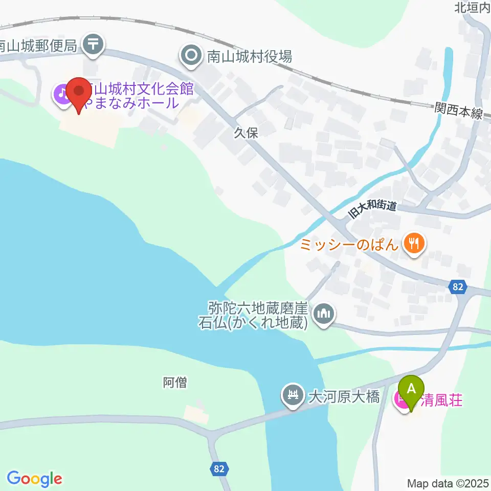 南山城村文化会館 やまなみホール周辺のホテル一覧地図