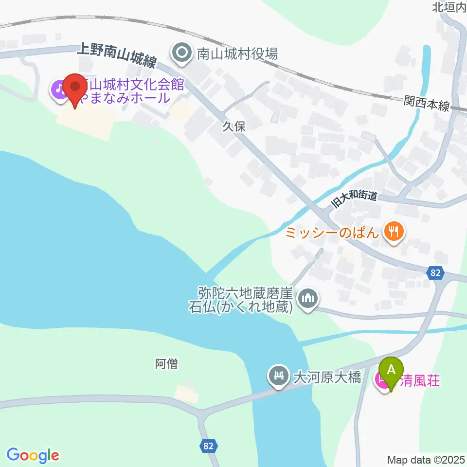 南山城村文化会館 やまなみホール周辺のホテル一覧地図