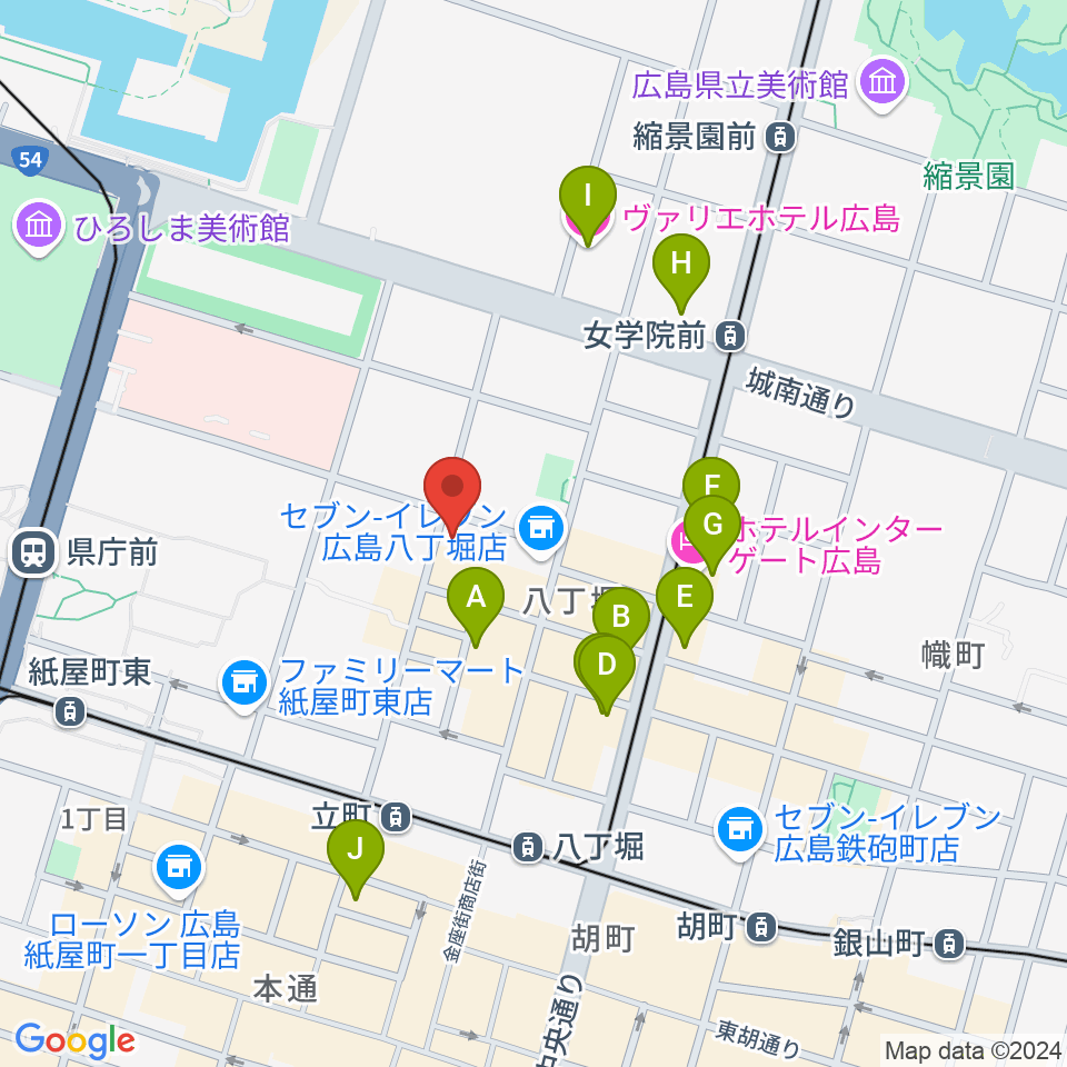 広島YMCA国際文化ホール周辺のホテル一覧地図